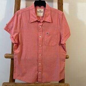 Hollister Short Sleeve Button Down - Salmon